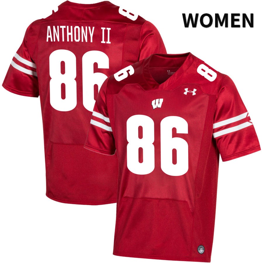 Wisconsin Badgers Women's #86 Vinny Anthony II NCAA Under Armour Authentic Red NIL 2022 College Stitched Football Jersey QW40J31DE